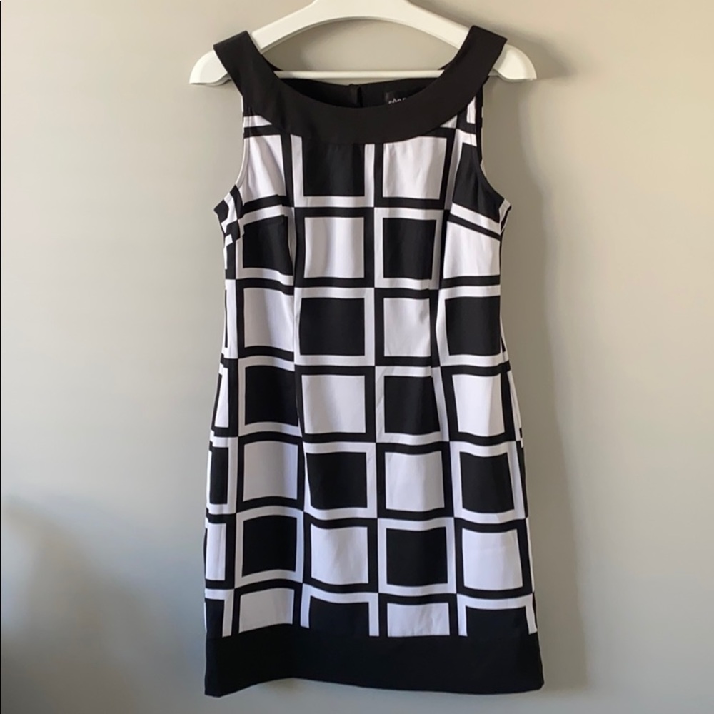 Connected Petite Black and White Squares Dress